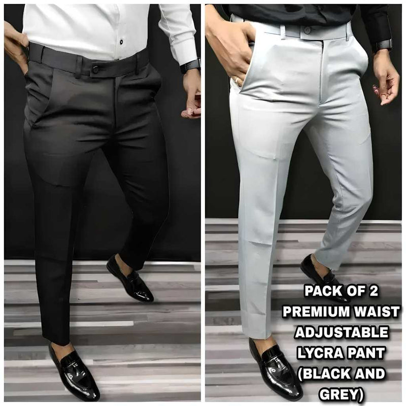 Premium Waist Adjustable Lycra Men's Trouser (Pack of 2) - The Trend Hype Store