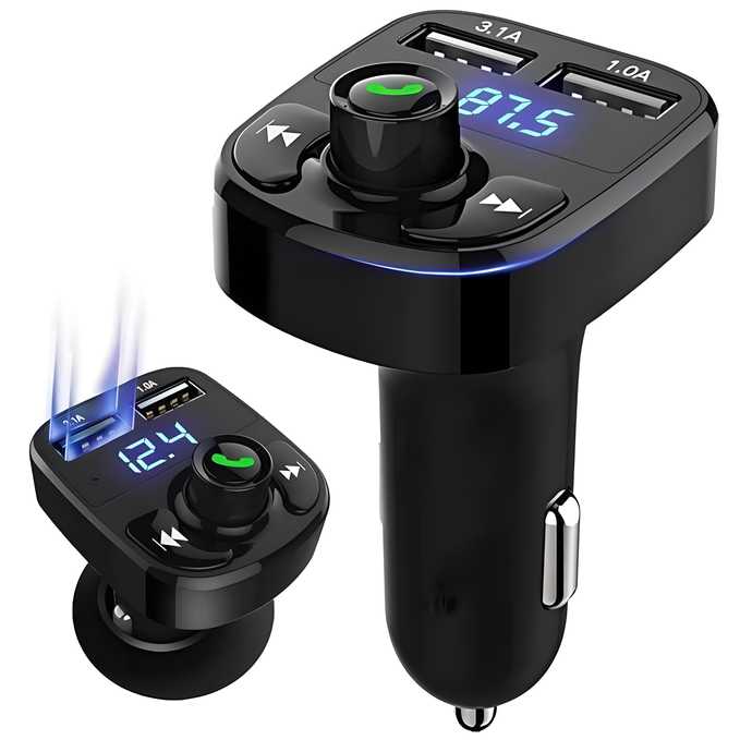 Hands-Free Wireless Bluetooth -Transmitter 2.1 A Dual USB Port - The Trend Hype Store