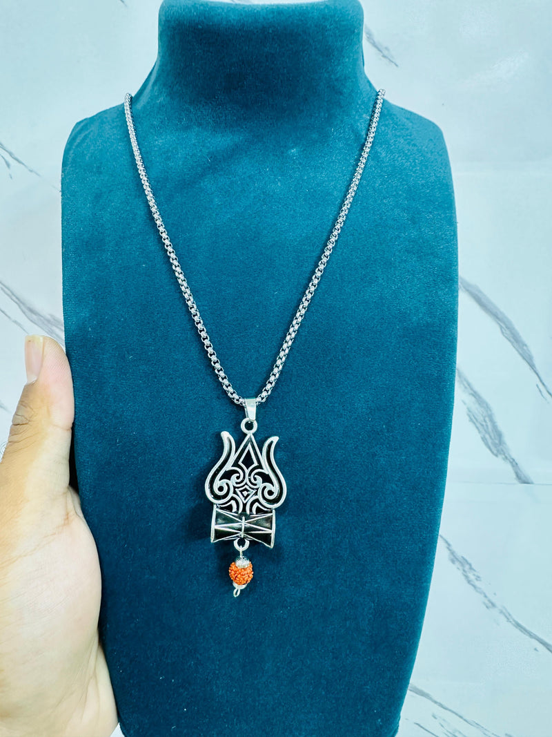 Trishul Damru Rudraksha Pendant Chain - The Trend Hype Store