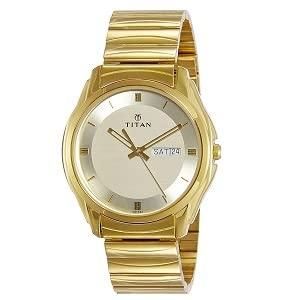 STYLISH TITAN ANALOG WATCH WITH DAY & DATE - GOLDEN - The Trend Hype Store