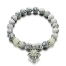 Glowing in The Dark Moon Lotus Flower Shaped Charm Bracelet for Men Women - The Trend Hype Store