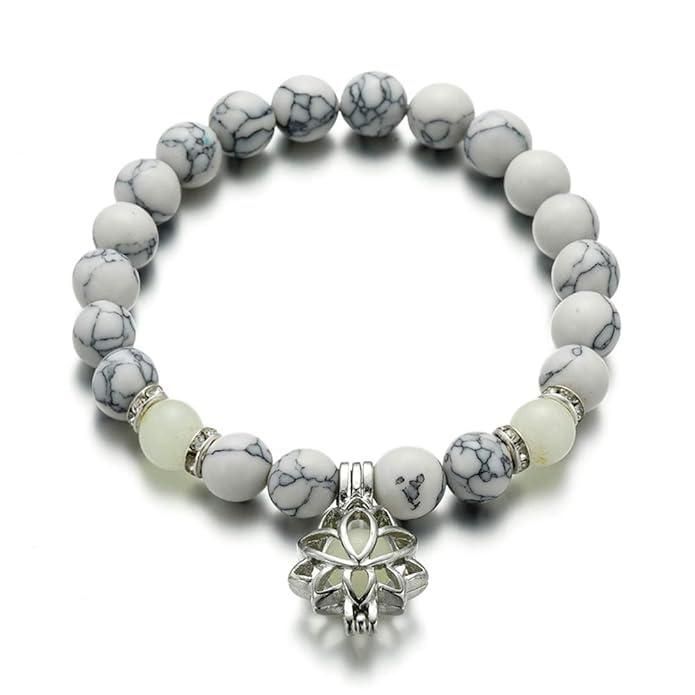 Glowing in The Dark Moon Lotus Flower Shaped Charm Bracelet for Men Women - The Trend Hype Store