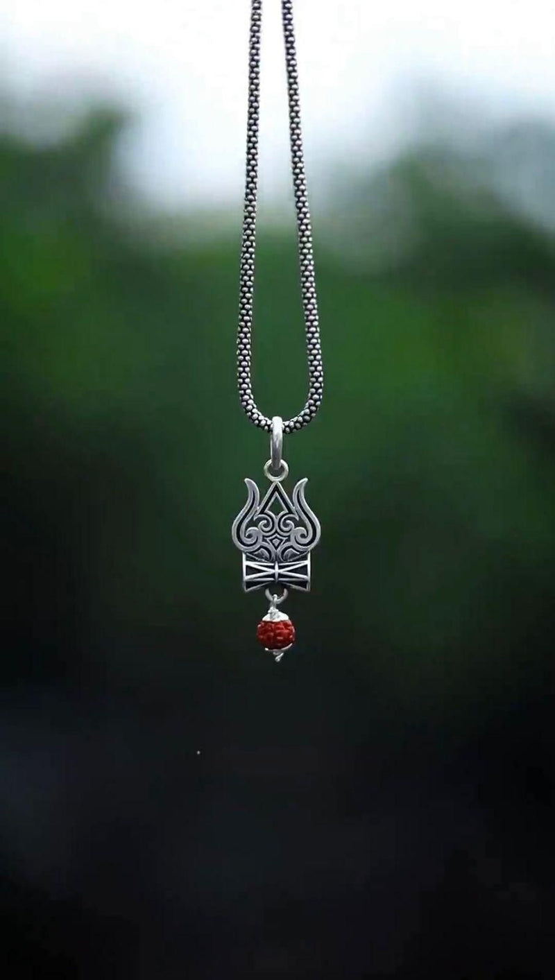 Trishul Damru Rudraksha Pendant Chain - The Trend Hype Store