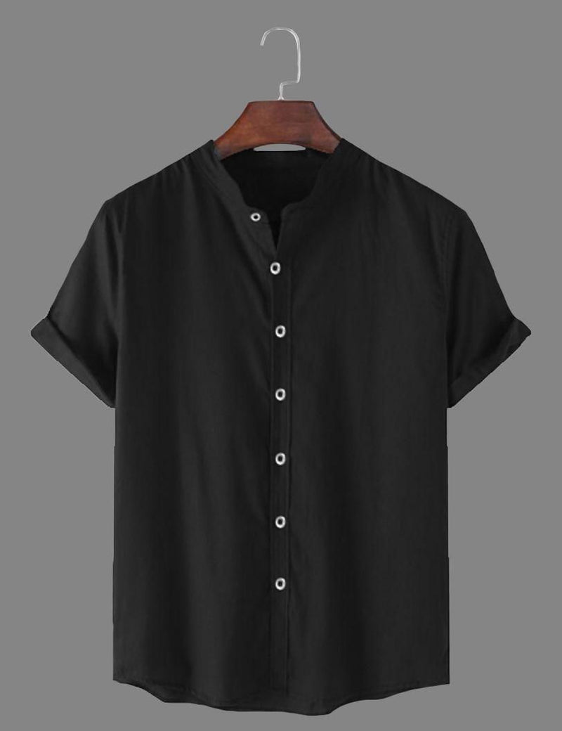 TRYTHIS Cotton Solid Half Sleeves Polo Neck Mens Shirt - The Trend Hype Store