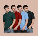 Cotton Solid Half Sleeves Men's Polo Neck T-Shirt - Pack of 4 - Classic Style & Everyday Comfort! - The Trend Hype Store